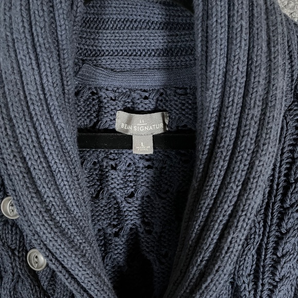 LL Bean Fisherman Cotton Shawl Collar Knit Sweater Cardigan - Men's L - Picture 2 of 7